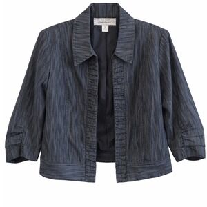 Cropped Blazer Jacket Womens Small Denim Ruffle Trim Dressbarn Career